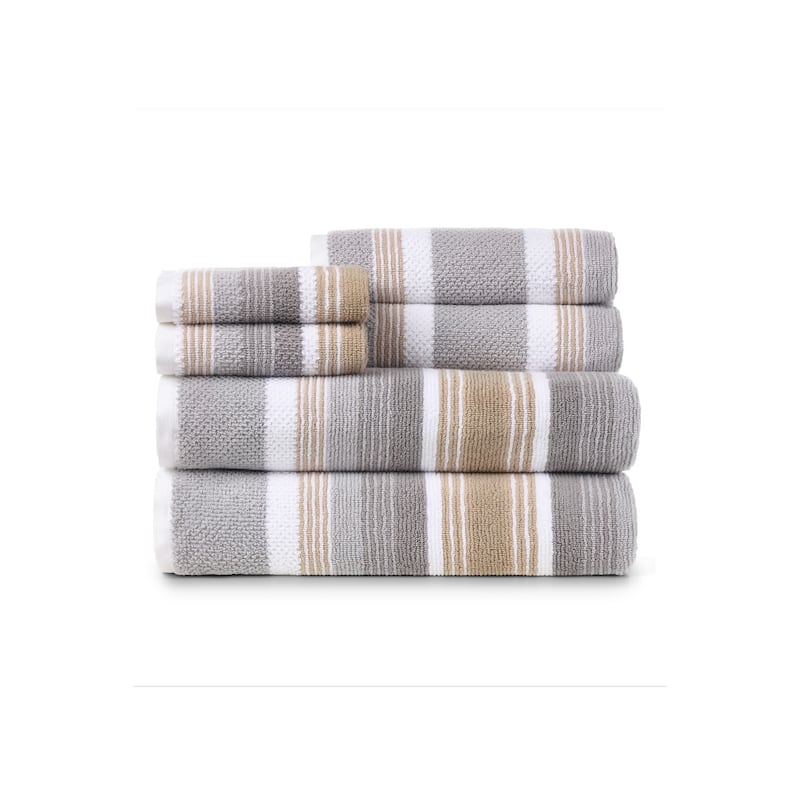 Caro Home Montauk 6Pc Towel Set - Beige Grey