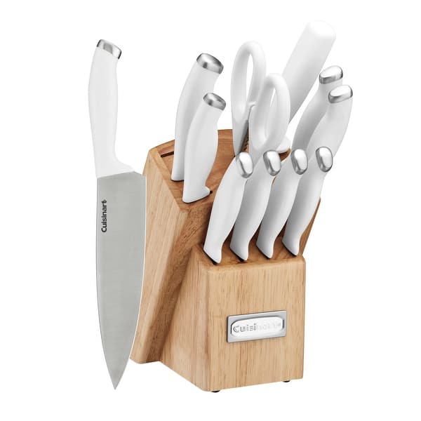 12pc White & Stainless Steel Cutlery Block Set - ColorPro Collection