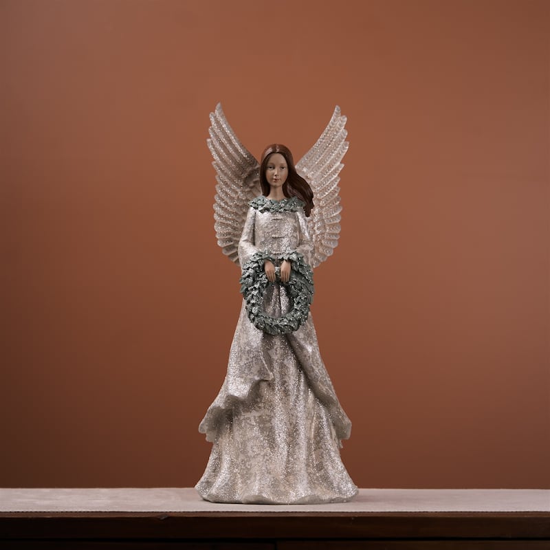 Winter Angel Figurine with Wreath 18.5"H