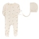 preview thumbnail 2 of 10, Ely's & Co. Embroidered Collection - Footie + Bonnet Ivory Tulip - 1 Month