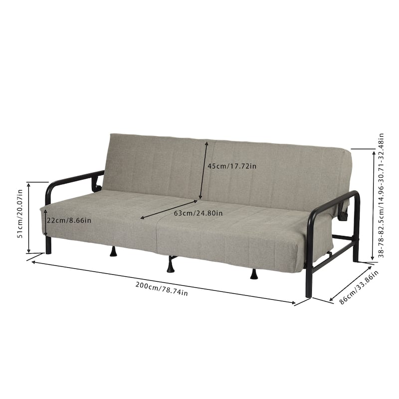 Homy Casa Modern Convertible Sofa Bed, Metal Frame Futon Couch Living