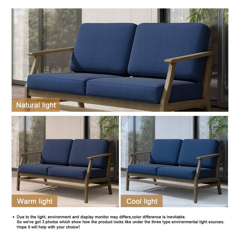 Teak Outdoor Patio Club Chairs Loveseat with Cushions