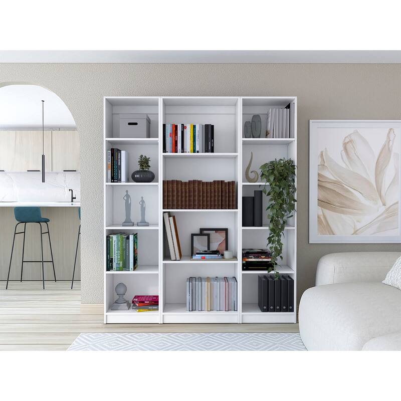 Kenyon 60" Wide 4-Shelf Bookcase Set of 3 - White