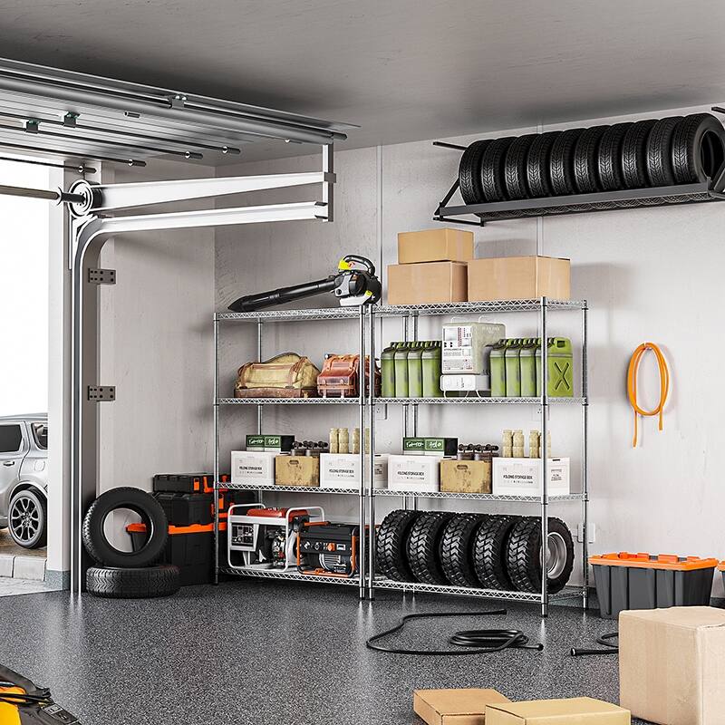 1400 Lbs 4-Shelf Storage Shelves, Wire Shelving Heavy Duty Metal Storage Shelving Unit Adjustable Garage Shelving Rack