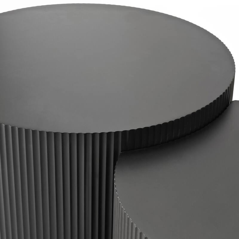 Vertical Stripe Design Nesting Coffee Table Set for Living Room