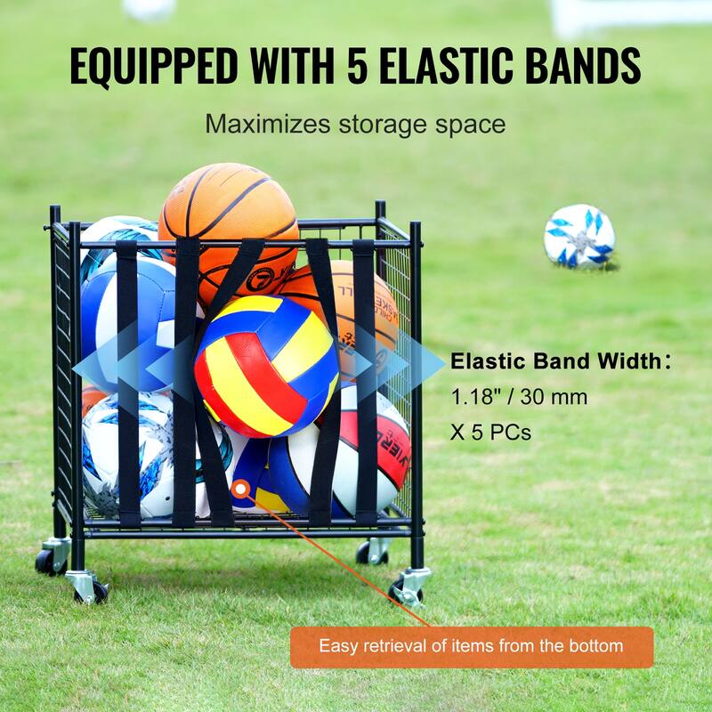 Rolling Sports Ball Storage Cart Steel Storage Rack for Garages, Playgroup, Gym and Schools