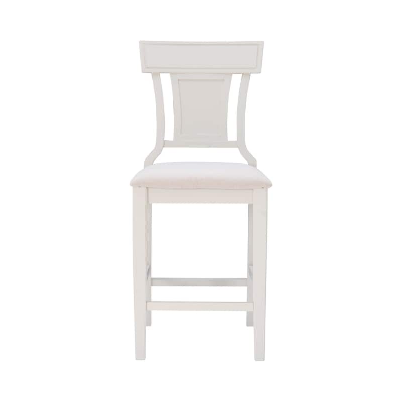 High Woven Back Wooden Bar Stools - 43" - White and Beige