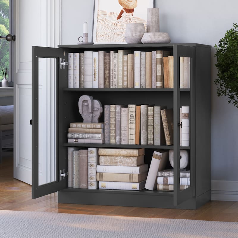 100% Solid Wood 3-shelf Bookcase with Optional Doors by Palace Imports
