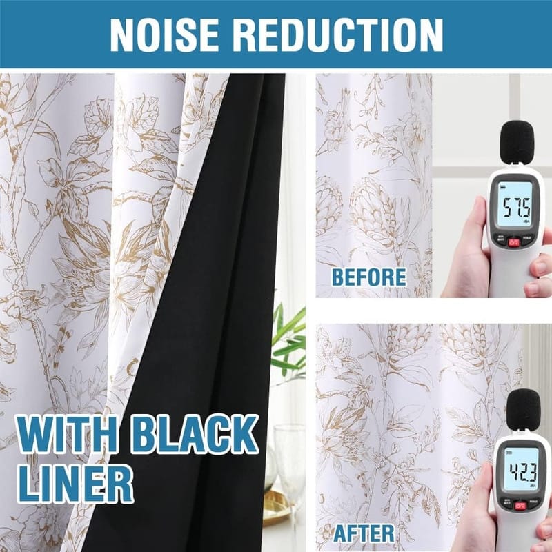 Living Room Camellia Floral Blackout Curtains 96 Inches