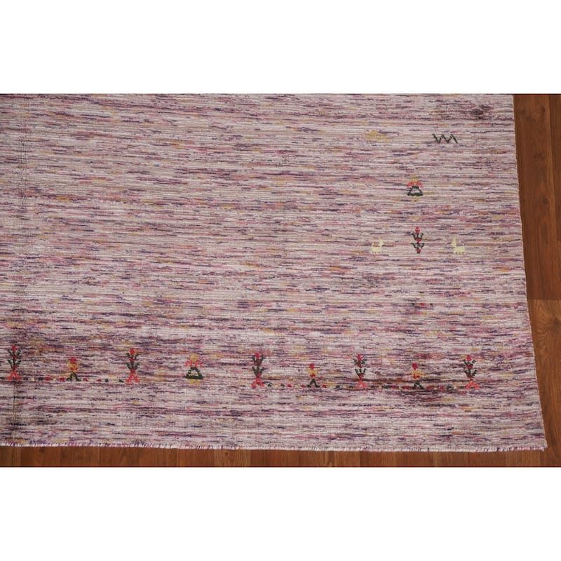 Gabbeh Indian Area Rug Hand-Knotted Tribal Wool Carpet - 8'0"x 9'11"