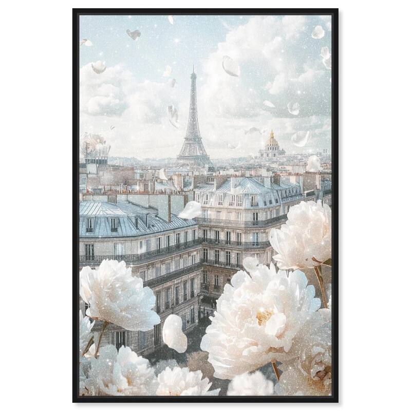 Peonies Over Paris Canvas by Art Remedy - Black - 36" x 54"