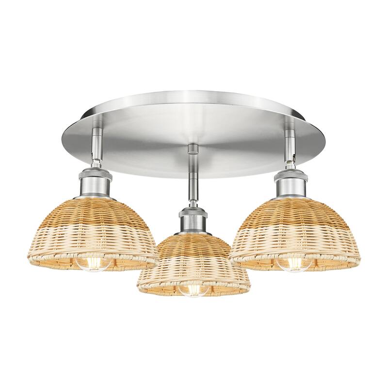 Innovations Lighting Endless Possibilities Ballston - Bristol Natural II - 3 Light 19" Flush Mount - Satin Nickel