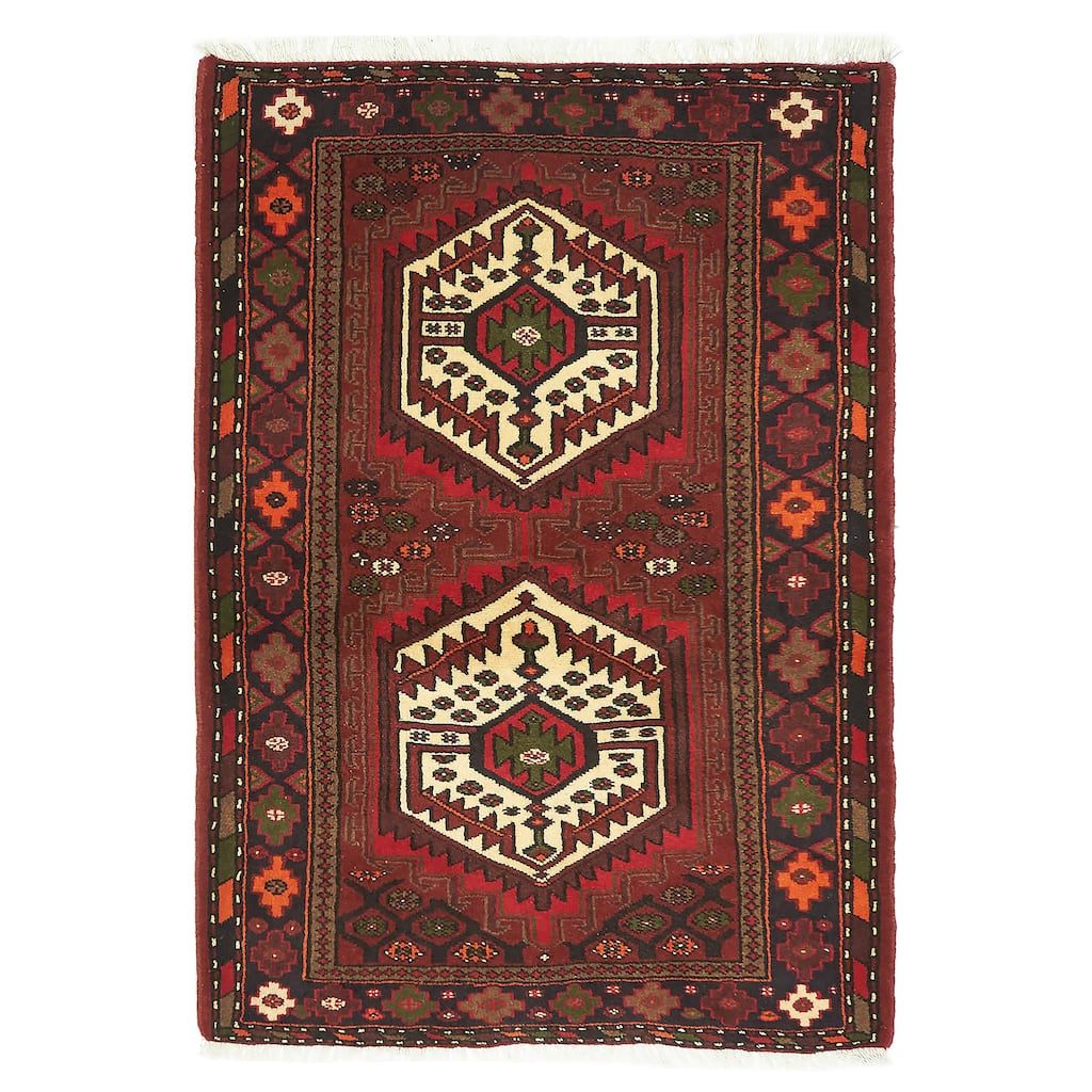 ECARPETGALLERY Hand-knotted Andelz Dark Red Wool Rug - 3'3 x 4'7