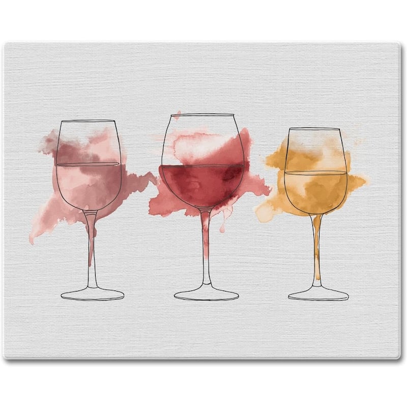 Watercolor Wine 3mm Heat Tolerant Tempered Glass Cutting Board 15” x 12” Manufactured in the USA Dishwasher Safe - Multi