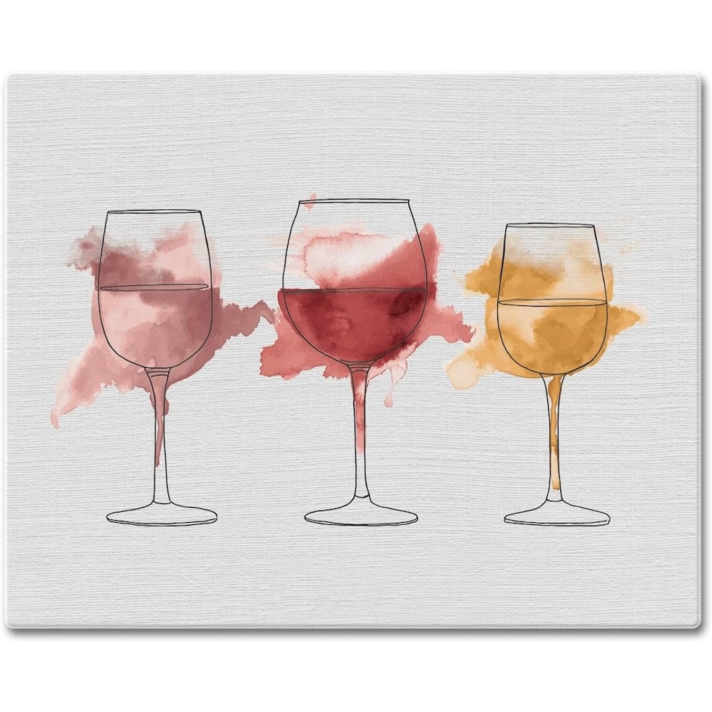 Watercolor Wine 3mm Heat Tolerant Tempered Glass Cutting Board 15” x 12” Manufactured in the USA Dishwasher Safe