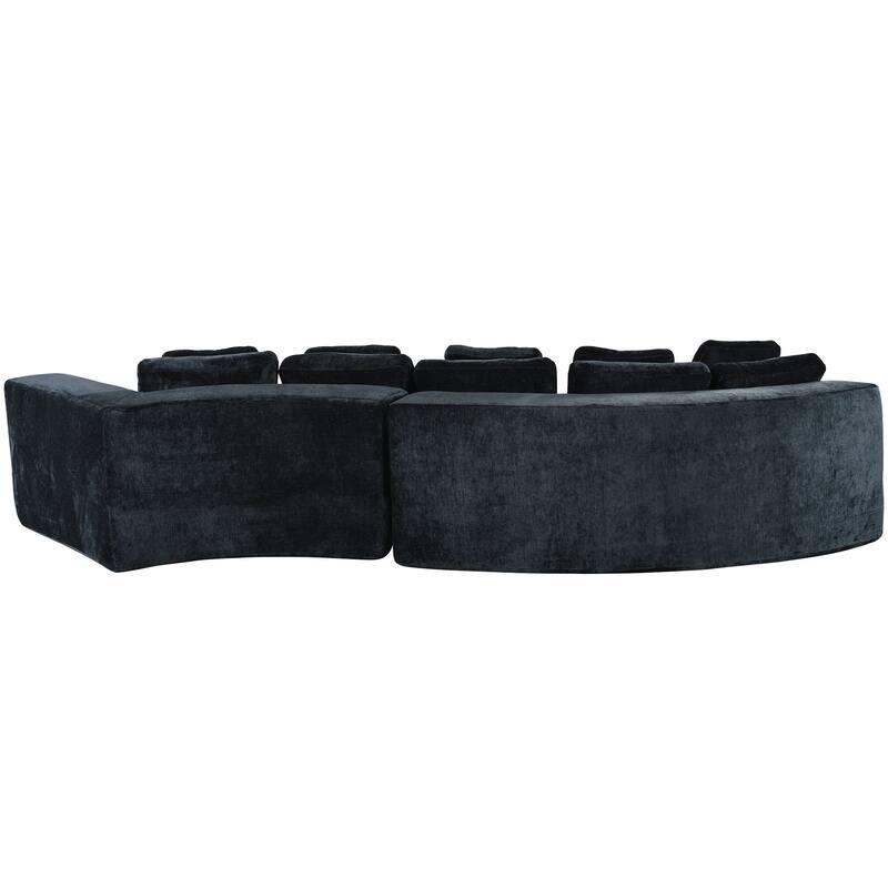 115.7" Chenille Modular Sofa Set with Curved Design - 4-Seater and 5 Cushions (No Assembly Required)
