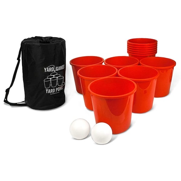 slide 2 of 7, YardGames Giant Outdoor Yard Pong Activity Party Set w/ 12 Buckets & 2 Balls
