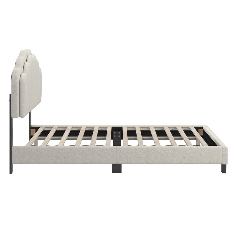 Wacissa LED Headboard Boucle Queen Platform Bed by iNSPIRE Q Modern
