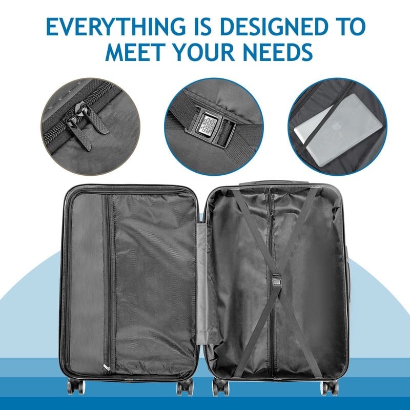Nested Hardside Luggage Set in Blue, 3 Piece - TSA Compliant