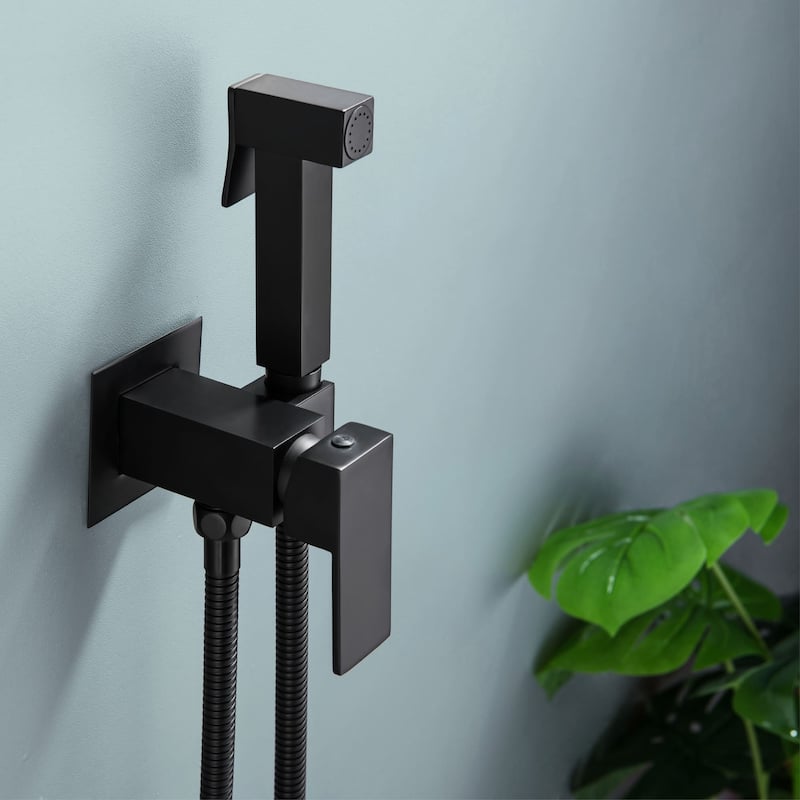 Handheld Bidet Sprayer Stainless Steel Bidet Hand Held Sprayer for Toilet Shattaf Toilet Attachment With Mixer Valve - Matte Black