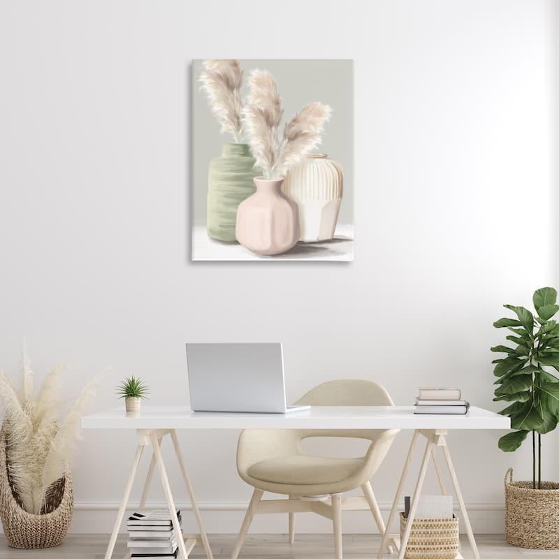 Stupell Soft Pampas Vases Canvas Wall Art Design By House Fenway