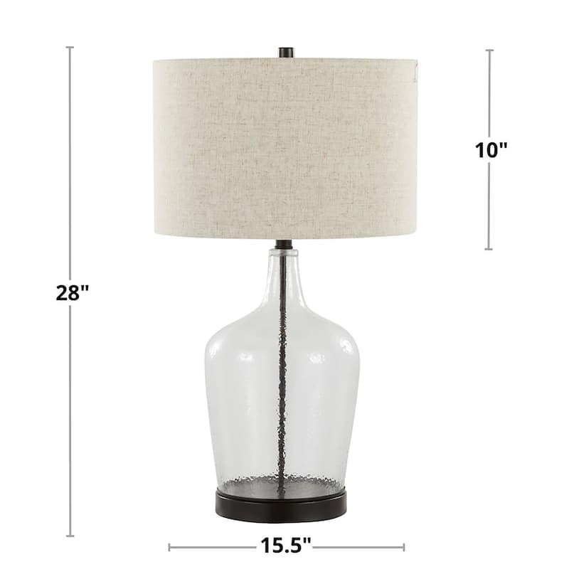 Porch & Den Bree 28" Glass Table Lamp with USB (Set of 2)