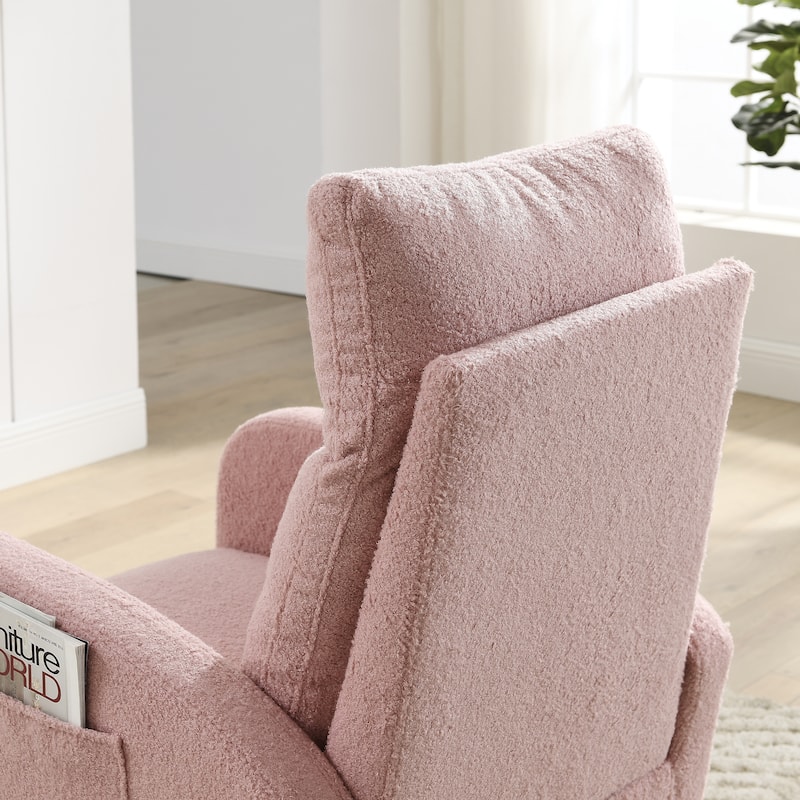 27.6"W Modern Accent High Backrest Living Room Lounge Arm Rocking Chair, Two Side Pocket