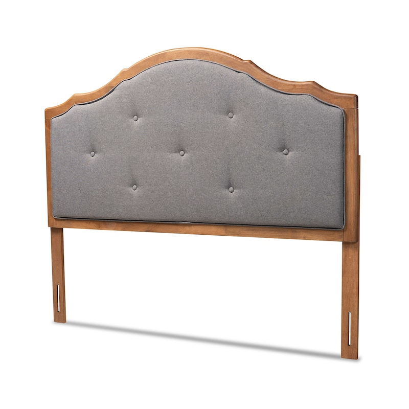 Gala Vintage Classic Fabric and Wood Arched Headboard in Grey - Queen