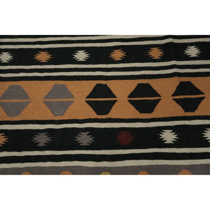 Hand Woven Oriental 100% Wool Carpet Southwestern Modern Oranges & Rust Kilim Area Rug - 13' 11'' X 9' 2''