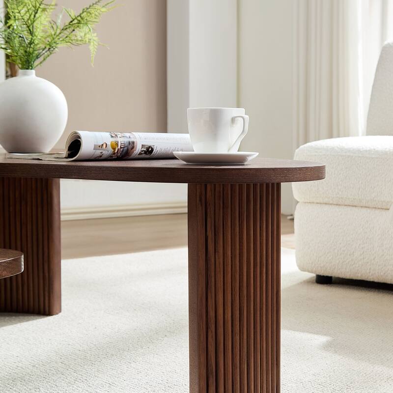 2-Piece Modern Irregular Shape Coffee Table Set for Living Room, Easy Assembly, Nesting Coffee Tables