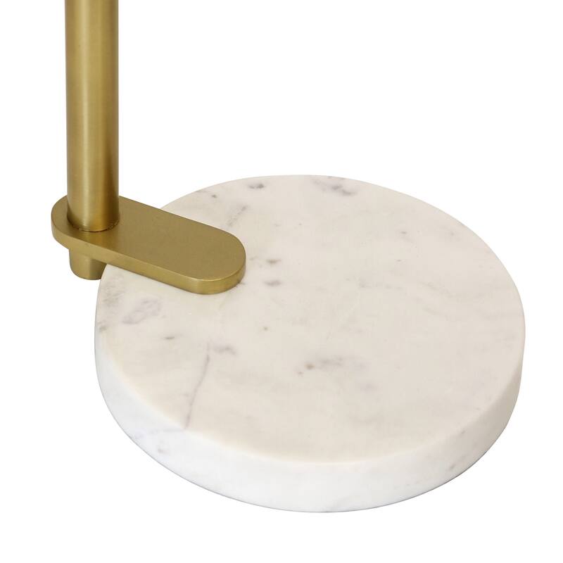 StyleCraft Orion Cone Side Table - Gold & Marble with Glass Top