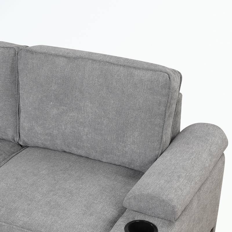 Modern 2 in 1 Pull Out sofa bed L Shape Couch with Storage Ottoman