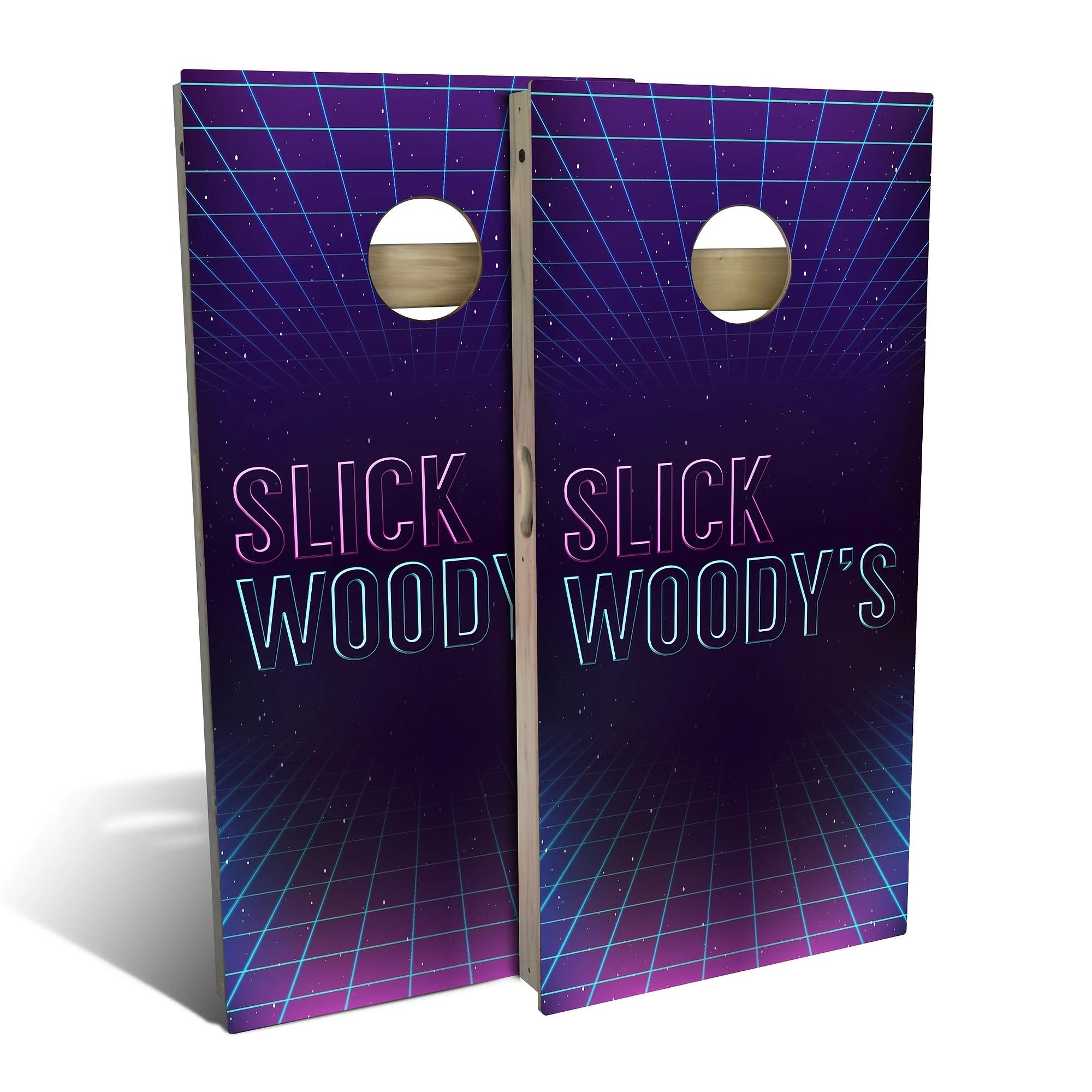 80s Neon Logo Outdoor Cornhole Board Set