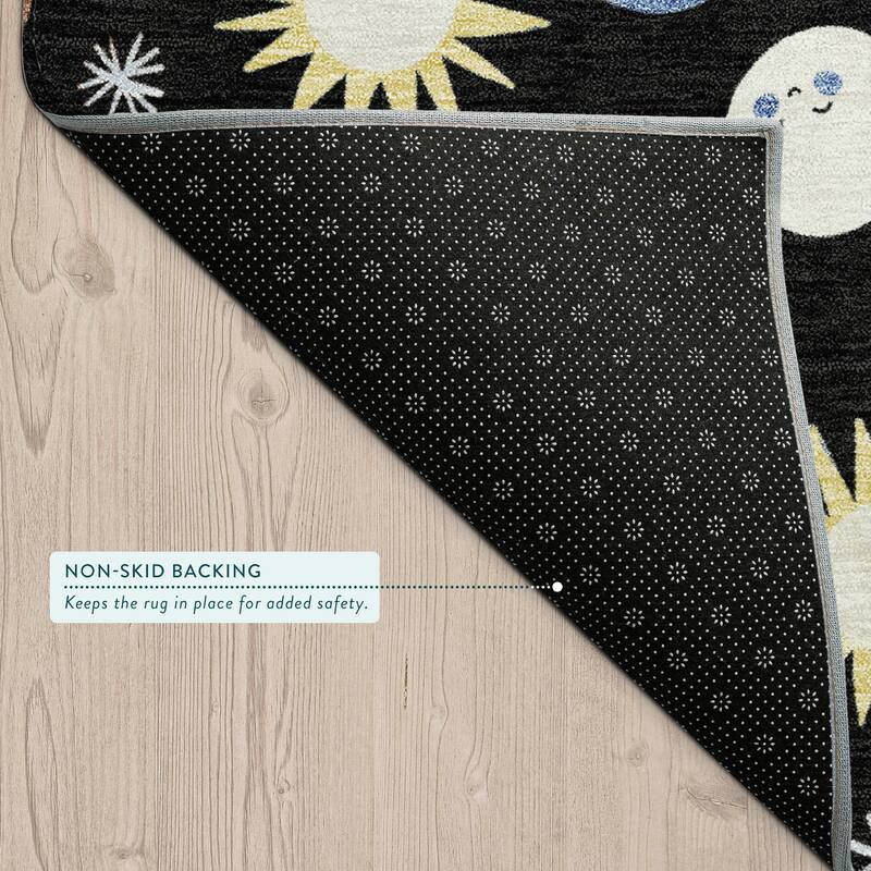 Machine Washable Indoor/ Outdoor Planets Comets Chantille Rug