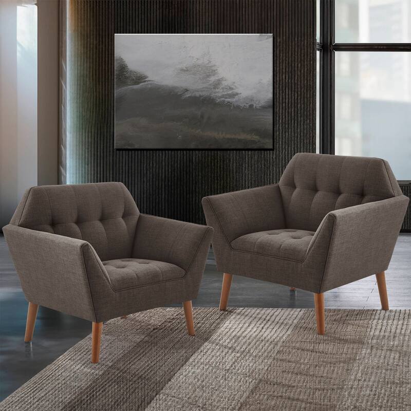 INK IVY Newport Wide Mid-Century Modern Lounge Chair - Set of 2 - Charcoal