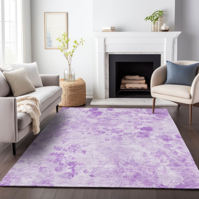 Premium Washable Super Soft Modern Floral Mayfield Rug - Lavender - 9' x 12' - Rectangle