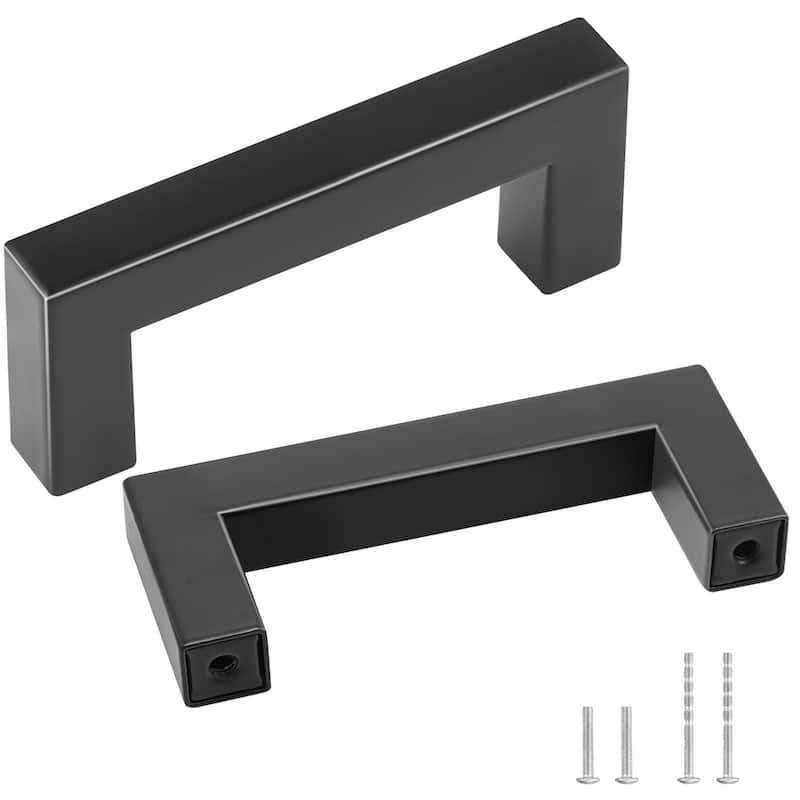 Matte Black Stainless Steel Cabinet Handles Set – 10 pcs, Drill-Free - 3.46 x 0.47 x 1.38 inches