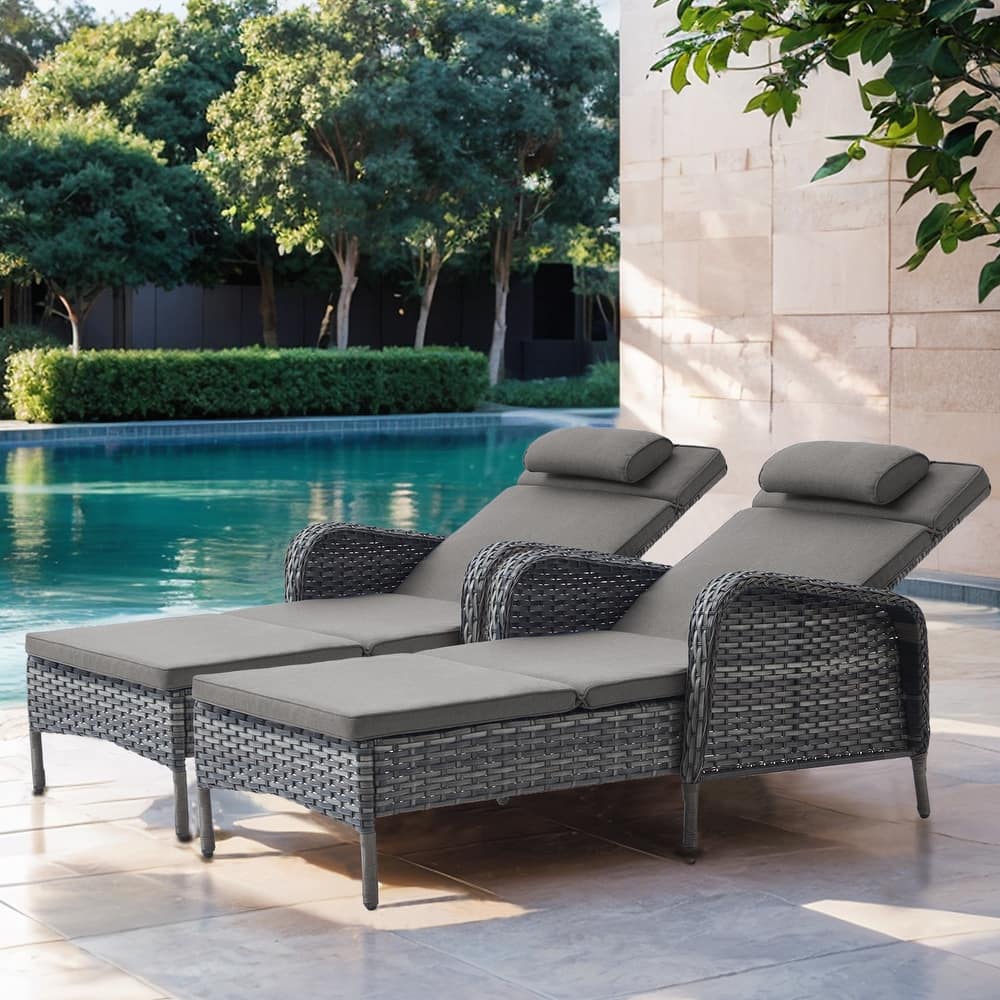 Patio Chaise Lounge Chairs Set of 2 for Outside