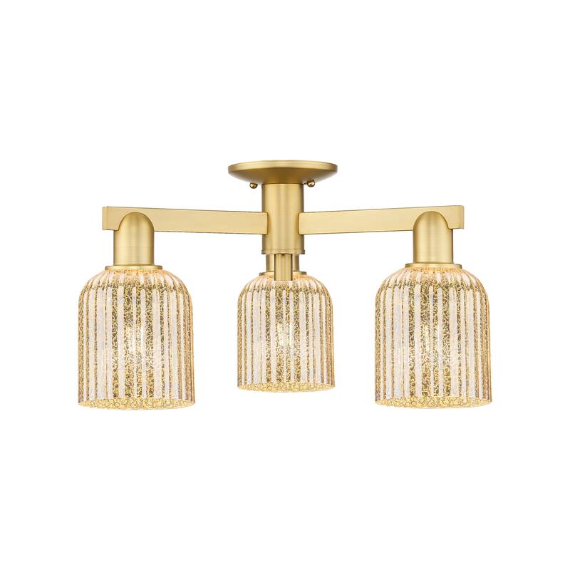 Innovations Lighting 716-3F-11-23 Bridal Veil Semi-Flush Bridal Veil 3 - Satin Gold / Mercury