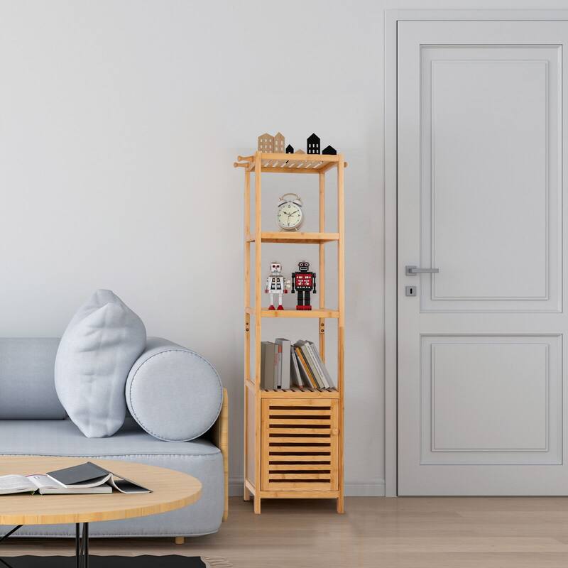 Bamboo Bathroom Tower Storage Cabinet
