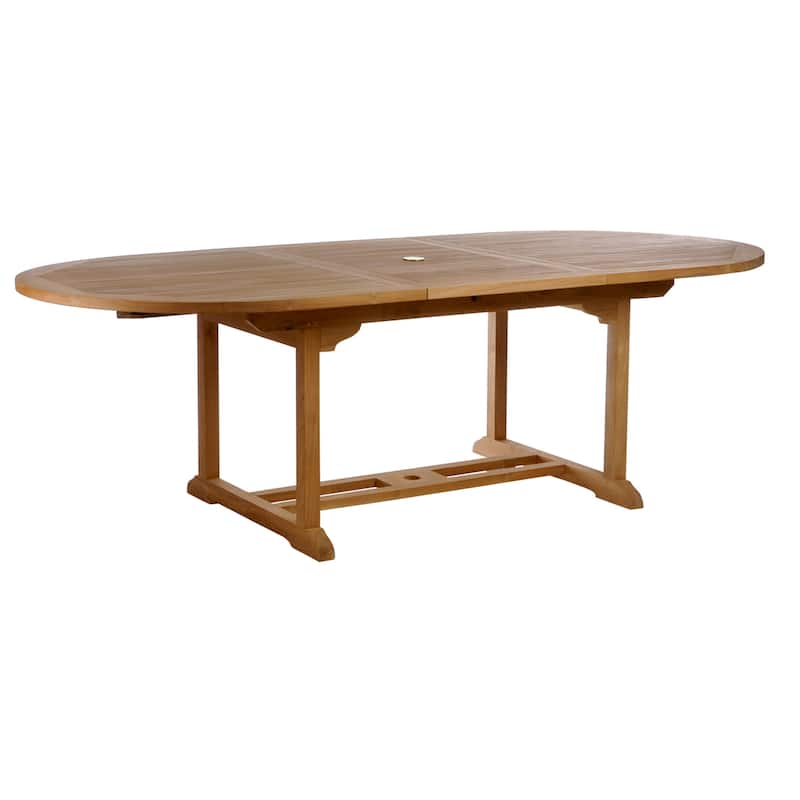 Chic Teak 9 Piece Oval Teak Wood West Palm Table/Chair Set With Cushions