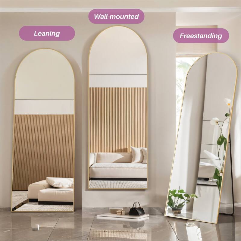 Full Length Mirror with Stand, Floor Mirror with Aluminum Alloy Frame for Bedroom, Standing Full Body Mirror for Wall, Cloakroom