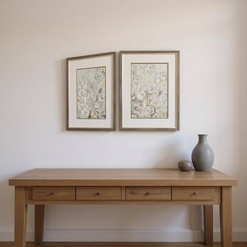 HomeRoots Set Of Two Climbing Roses Silver Framed Wall Art - 17.00 in. x 20.00 in.  x 1.00 in.