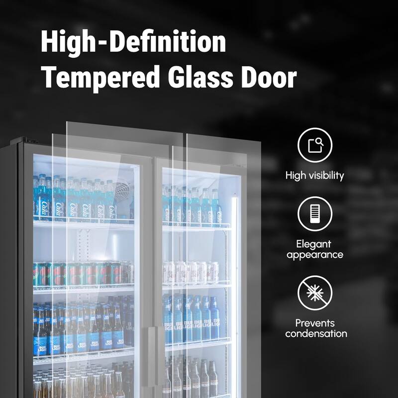 Yeego 37.79 cu.ft Commercial Beverage Display Cooler Refrigerator - 37.79 cu.ft