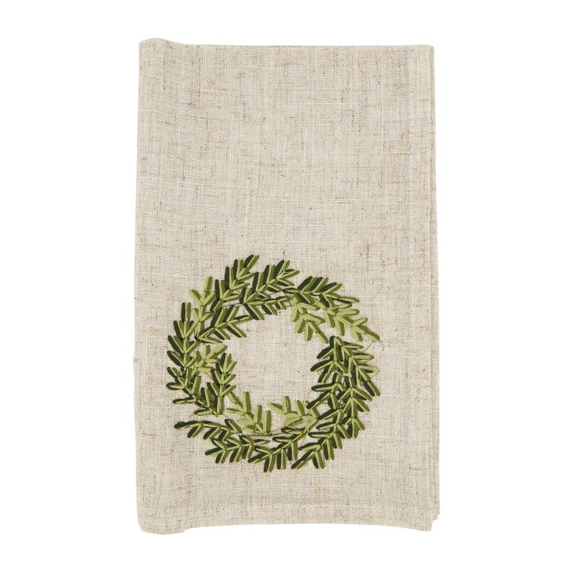 Holiday Wreath Embroidered Napkin (Set of 4) - Set of 4