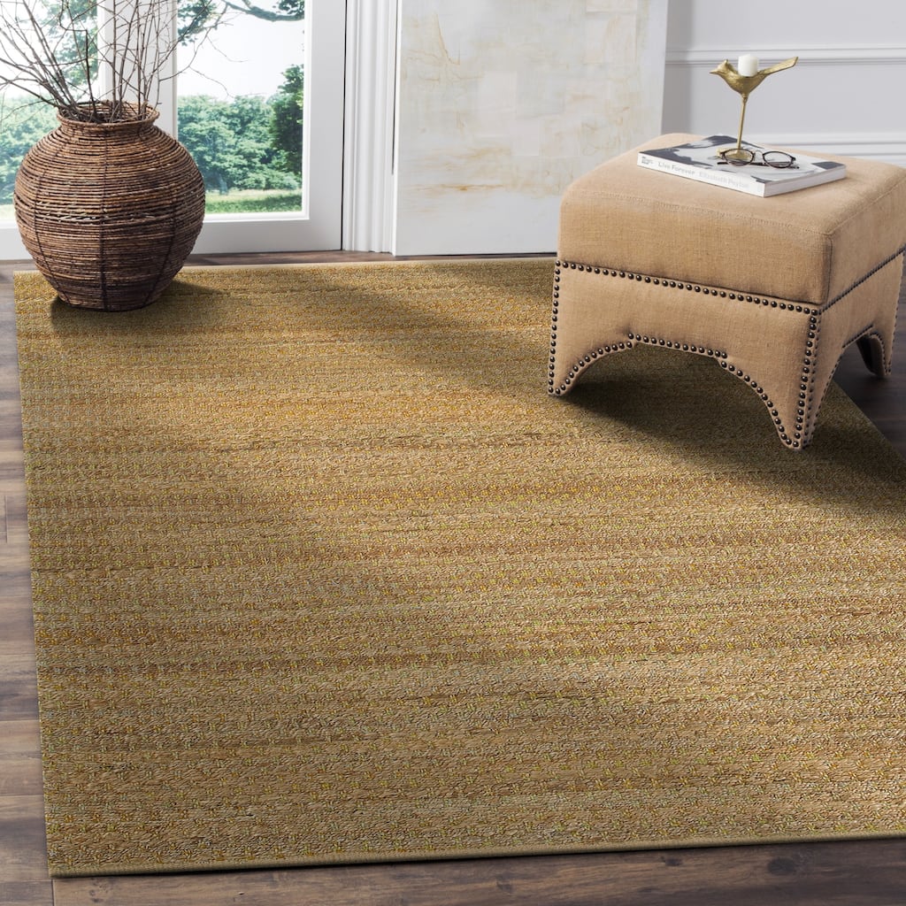 Sevita Organic Jute Woven Area Rug, Natural and Green