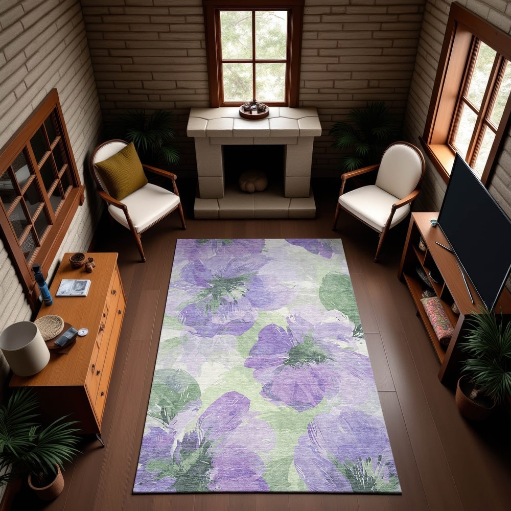 Premium Washable Super Soft Contemporary Floral Mayfield Rug