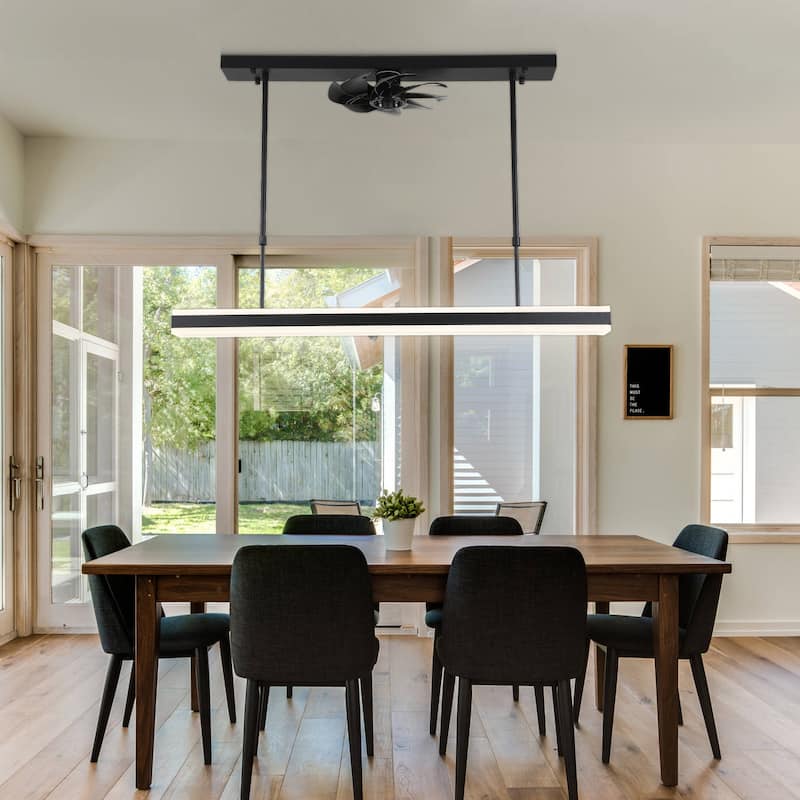 40" Modern LED Fan Light for Kitchen Island and Dinning Area, 3 Color Tone Dimmable LED Light with Quiet DC Ceiling Fan