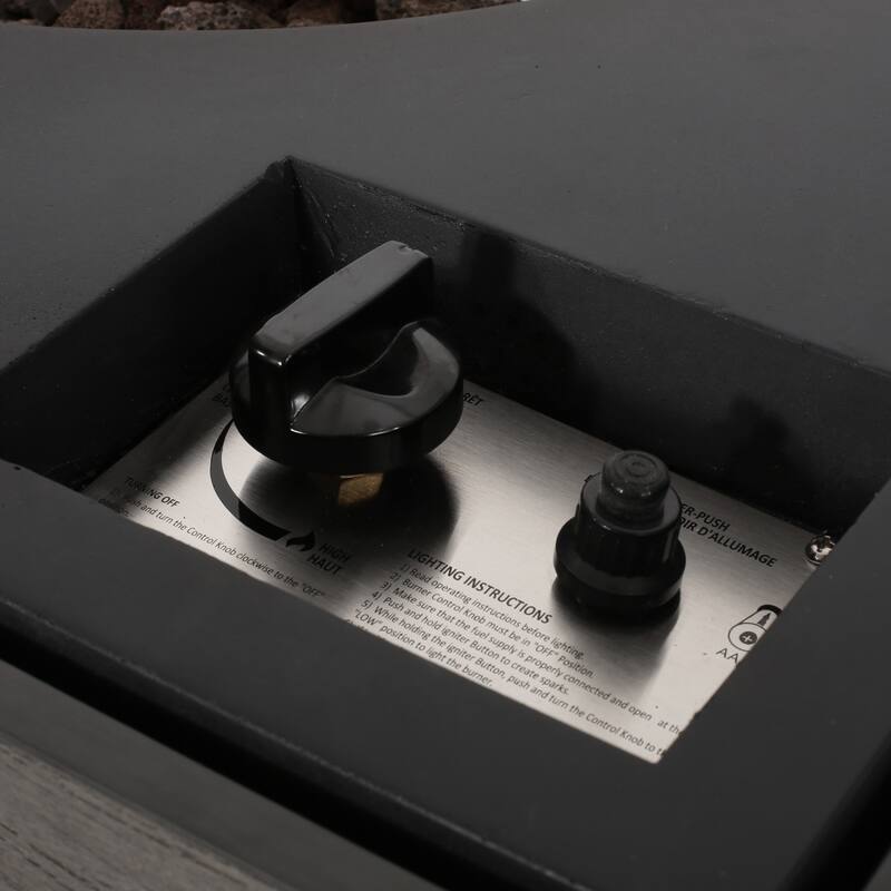 Roomfitters Outdoor Square Propane Fire Pit Table, 31'' WPC Base Gas Fireplace with 40,000 BTU Burner and Lava Rocks