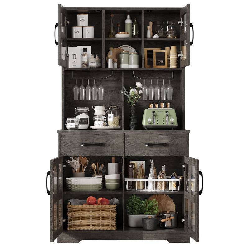 Meyreso 71" Kitchen Pantry Hutch Cabinet with 2 Drawers